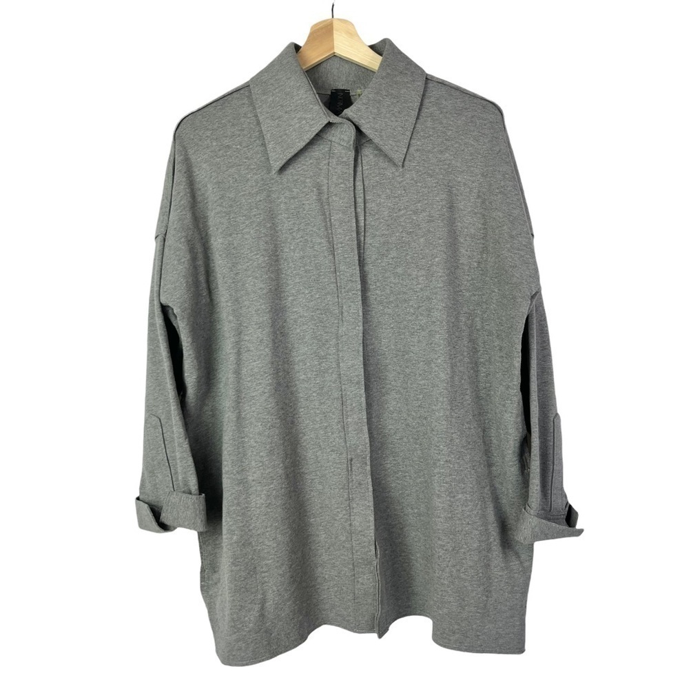 Norma Kamali Gray Thick Cotton Knit Long Sleeve Trench Coat‎ S